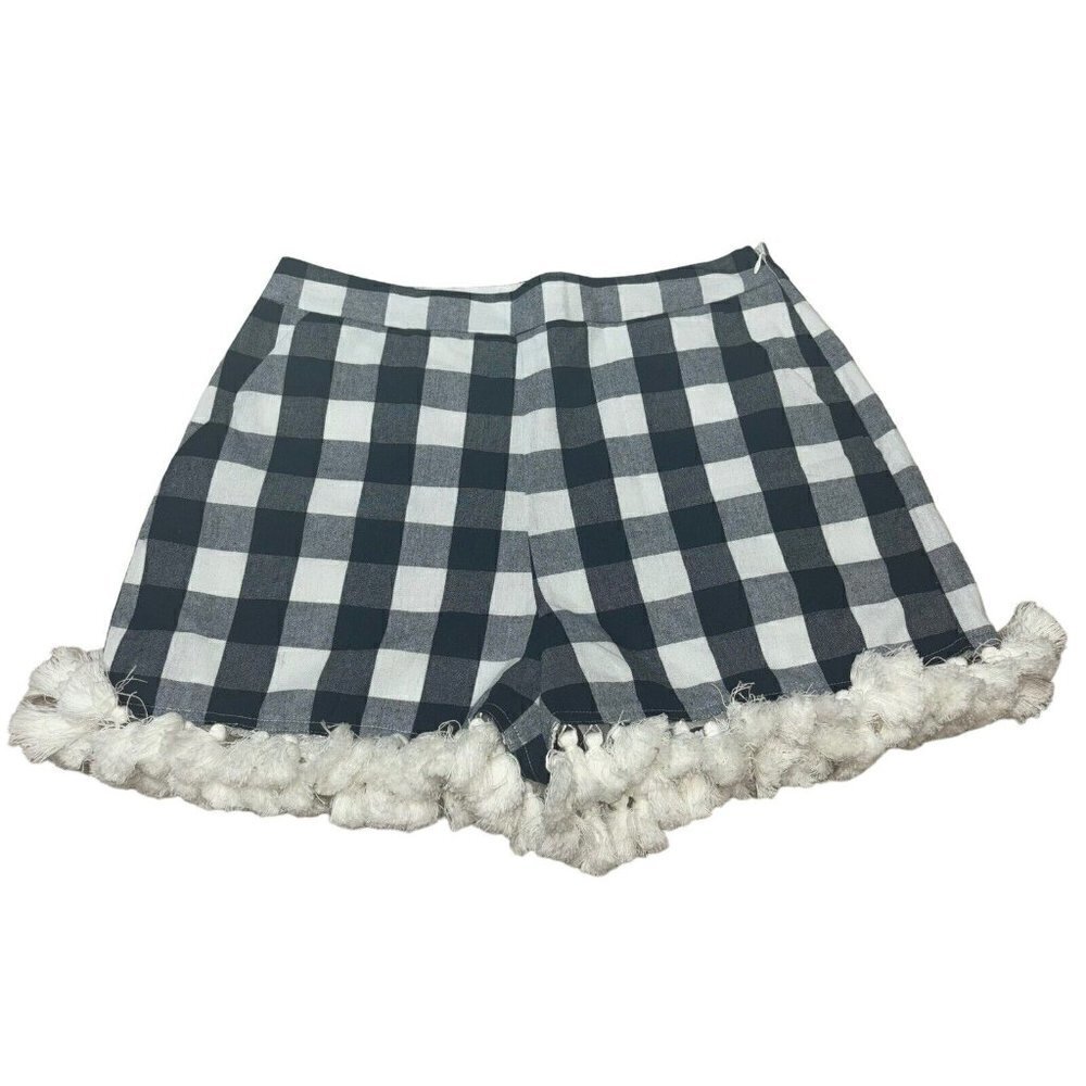 FARROW Women's M Medium High Rise Shorts Plaid Pattern Tassel Lined NWT Preppy